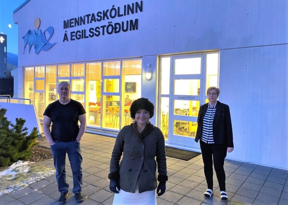 Árni Ólason skólameistari ME, Lilja Alfreðsdóttir mennta- og menningarmálaráðherra og Bergþóra Hlín …