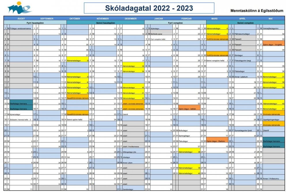 Skóladagatal 22-23