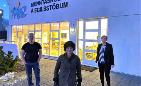 Árni Ólason skólameistari ME, Lilja Alfreðsdóttir mennta- og menningarmálaráðherra og Bergþóra Hlín …