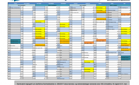 Breyting á skóladagatali